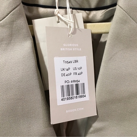 Boden blazer Single Breasted Grey Size Petite 10 Women’s One Button Lined New - Picture 9 of 9